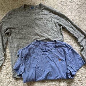 J.Crew long sleeve T-shirt gray and polo short sleeve T-shirt light blue both XL